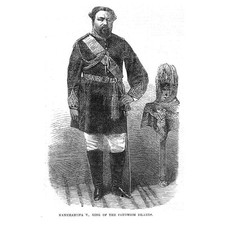 SANDWICH ISLANDS King Kamehameha V Havaí - Estampa antiga 1866 comprar usado  Enviando para Brazil