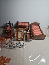 Lote com 6 miniaturas de madeira para casa de bonecas berços de balanço para bebê beliche bicicleta comprar usado  Enviando para Brazil