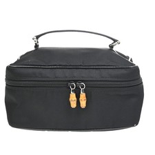 Bolsa de mão GUCCI logotipo bambu vaidade couro lona preta SHW Itália 07KA675 comprar usado  Enviando para Brazil