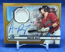 2020 Bowman Chrome Austin Riley Gold Auto Jersey #25/50 - QUENTE! UAU! comprar usado  Enviando para Brazil