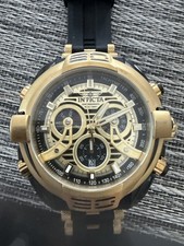 Invicta cronógrafo 17531 relógio tom dourado pulseira preta cristal fusão chama 100M comprar usado  Enviando para Brazil