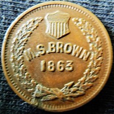 1863 CWT NY630N-3a R3 M.S. Escudo marrom e coroa de flores/Eureka Warren St. New York, usado comprar usado  Enviando para Brazil