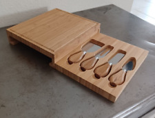 Bamboo Cheese Board And Cutlery Set With Slide Out Drawer 8.7"x7.5" comprar usado  Enviando para Brazil