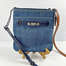Usado, Bolsa tiracolo COACH Swagger Swingpack denim com couro azul comprar usado  Enviando para Brazil
