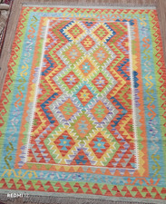 Usado, Tapete afegão Kilim Chobi feito à mão 6,56 x 5,25 pés – tecido plano geométrico de lã tribal comprar usado  Enviando para Brazil
