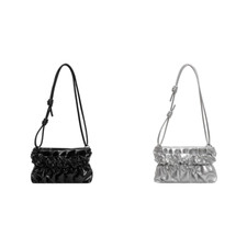 Bolsa de ombro feminina plissada couro ecológico bolsa tiracolo sólida quadrada (preta) comprar usado  Enviando para Brazil