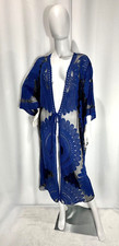 Negs Bata Cubre Mujer L XL Azul Crochet Medallón Negro Malla Corbatas Plumero segunda mano  Embacar hacia Mexico