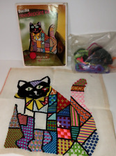 Kit de travesseiro ou brinquedo vintage Bucilla "Tabby" Cat Patchwork Needlepoint #4471 comprar usado  Enviando para Brazil