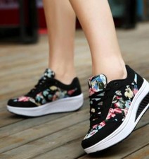 Tênis de caminhada feminino esportivo com cadarço tênis de plataforma shape ups corrida wedge comprar usado  Enviando para Brazil
