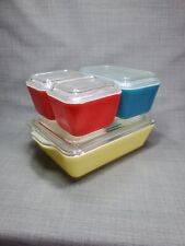 Conjunto de 4 geladeiras Pyrex cores primárias com tampas, usado comprar usado  Enviando para Brazil