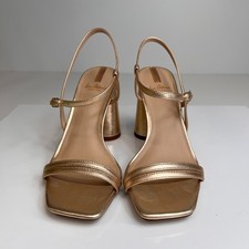 Usado, Sandália Sam Edelman Feminina 6 M Kit Tira no Tornozelo Salto Bloco Dourado Trabalho Festa Núcleo Ex comprar usado  Enviando para Brazil