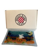 Placa de vidro fundido Peggy Karr Halloween fantasma e abóboras 10 x 6 retangular comprar usado  Enviando para Brazil
