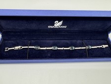 Pulseira de tênis Swarovski azul corte quadrado cristal banhado a ródio ajuste 6,5-7,5” comprar usado  Enviando para Brazil