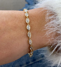 Pulseira extravagante feminina de aniversário diamante cultivado em laboratório marquesa ouro amarelo 14k comprar usado  Enviando para Brazil