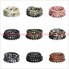 Pulseira de contas feita à mão redonda elástica de pedra preciosa 7,5" equilíbrio de cura 4 6 8 10 comprar usado  Enviando para Brazil