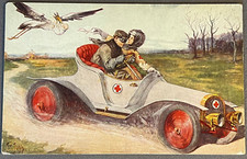 Diversos. Stork & Baby Chase casal em carro da Cruz Vermelha, assinado St. John, ca 1910 PC comprar usado  Enviando para Brazil