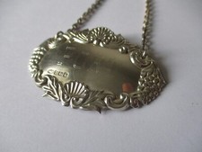 Silver decanter label for sale  MATLOCK