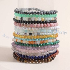 Pulseira de tornozeleira elástica redonda sortida de 4 mm com contas de pedra preciosa natural chakra Reiki comprar usado  Enviando para Brazil