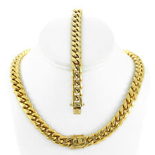 Conjunto de pulseira masculina grossa folheada a ouro 18K Miami corrente cubana fechamento apertado 6mm-18mm, usado comprar usado  Enviando para Brazil