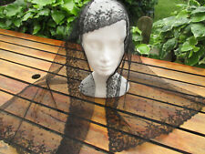 Usado, Voilette dentelle ancienne soie noire 1,2 m x 0,45 m comprar usado  Enviando para Brazil