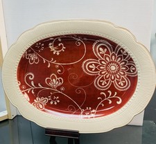 Pier 1 Imports Maribeth 18"L x 13"W prato de servir pedra de ferro vermelho rústico comprar usado  Enviando para Brazil