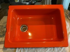 trailer de viagem vintage porcelana pequena pia laranja 17,5 por 13 comprar usado  Enviando para Brazil