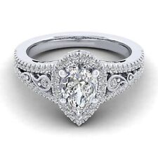 Anel de casamento feminino halo corte pera branca 3,00 CT prata esterlina 925 comprar usado  Enviando para Brazil