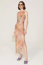 Vestido maxi transparente feminino Misa Fernanda padrão mosaico XS multicolorido fenda lateral comprar usado  Enviando para Brazil