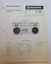 Service Manual Sanyo C3D Portable Mini Component System BoomBox AM/FM Cassette segunda mano  Embacar hacia Argentina