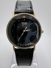 Vintage Raro Tom Dourado Seiko Galaxy Black Face Dressy Preppy Watch 29mm comprar usado  Enviando para Brazil