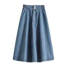 Saia jeans feminina comprimento médio cintura alta quadril envoltório linha A saia jeans comprar usado  Enviando para Brazil