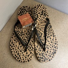 Chinelos femininos Havaianas com estampa de leopardo bege tamanho 9/10 EUA 39/40 EU NOVO comprar usado  Enviando para Brazil