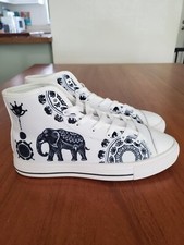 Tops altos Custon Kicks étnico elefante branco versão, feminino tamanho 7.5, 38, usado comprar usado  Enviando para Brazil