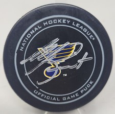 Disco autografado assinado por Mike Luit Puck St Louis Blues jogo oficial disco com cubo, usado comprar usado  Enviando para Brazil