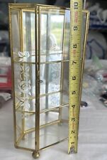 Antiga mesa de armário de exibição floral gravada vidro latão espelhado curioso 10" T x 6" W comprar usado  Enviando para Brazil