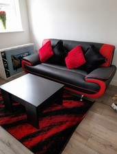 Black red sofa for sale  ABERGELE