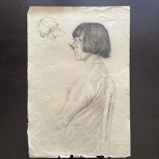  Figura de retrato feminina antiga desenho a lápis natureza morta desenho , usado comprar usado  Enviando para Brazil