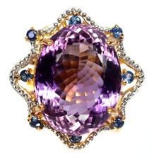17 X 22 mm. Anel de prata esterlina 925 ametista roxa e safira azul comprar usado  Enviando para Brazil