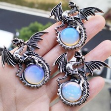 10 peças pingentes de pedra preciosa opala Wyvern Wivern amuleto mágico de cura Reiki, usado comprar usado  Enviando para Brazil
