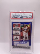 Ingresso Toumani Camara 2023-24 Panini Contenders Optic Blue Rookie autografado /49 PSA 9 comprar usado  Enviando para Brazil