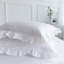 Funda de almohada blanca 100 % algodón a rayas funda de cama solo con volantes, 2 piezas  segunda mano  Embacar hacia Mexico