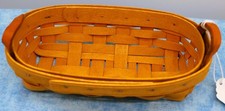 Longaberger 1996 pequena cesta oval com alças de couro – 8x4,5x2” – assinada comprar usado  Enviando para Brazil