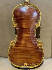 Violino profissional feito à mão peça traseira tamanho 4/4 chama esculpida com som de vídeo comprar usado  Enviando para Brazil