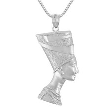 Plata de Ley Egipcio Reina Nefertiti Colgante, Hecho En U., Italiano Caja Cadena comprar usado  Enviando para Brazil