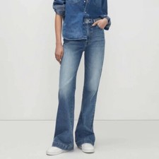 Jeans Dojo Cintura Ultra Alta 7 For All Mankind Azul Beleza Flare 32 7U482478 $228 comprar usado  Enviando para Brazil