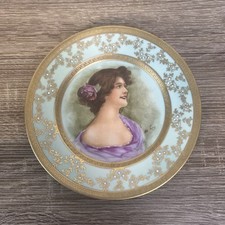 Vintage D & C Limoges França Mini Placa Clássica Feminina Azul Verde Ouro, usado comprar usado  Enviando para Brazil
