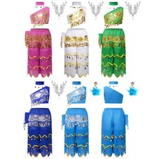 Conjunto de roupa infantil feminina princesa fantasia de dança lantejoulas terno barriga vestir luva comprar usado  Enviando para Brazil