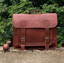 Usado, Mochila masculina feita à mão couro vintage marrom mochila de escritório bolsa de viagem para laptop  comprar usado  Enviando para Brazil