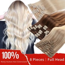 Usado, Clipe sem costura 100% cabelo humano em extensões de cabelo Remy cabeça cheia 8 peças folga comprar usado  Enviando para Brazil