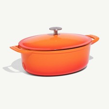 FEITO EM FORNO HOLANDÊS OVAL DE FERRO FUNDIDO ESMALTADO 5,5 QT - LARANJA comprar usado  Enviando para Brazil